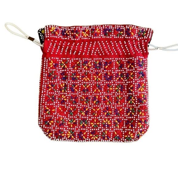 50s/ 60s reversible Multi-Colored Beaded Drawstring purse bag Hong Kong - Picture 6 of 8